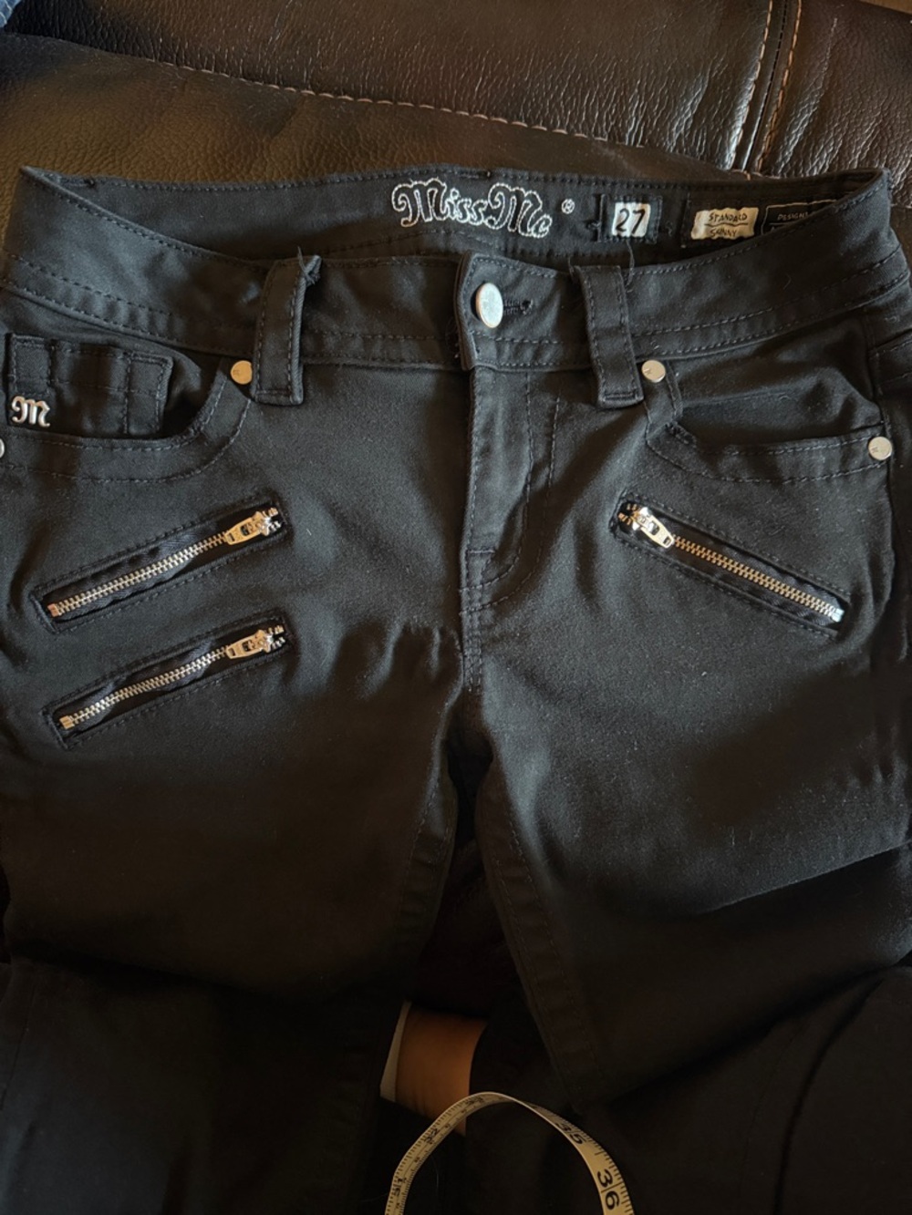 Black Skinny Jeans with Zipper Accents - Picture 3 of 4